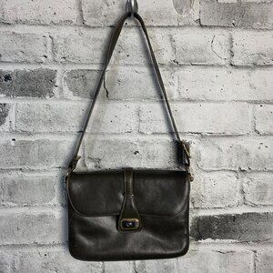 Vintage Chic de Paris Grey Green Leather Shoulder Bag Handbag Purse